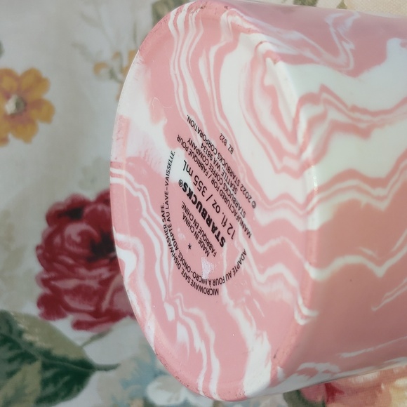 Starbucks Pink And White Ceramic Marble Swirl Collectible Coffee Mug - Picture 8 of 9